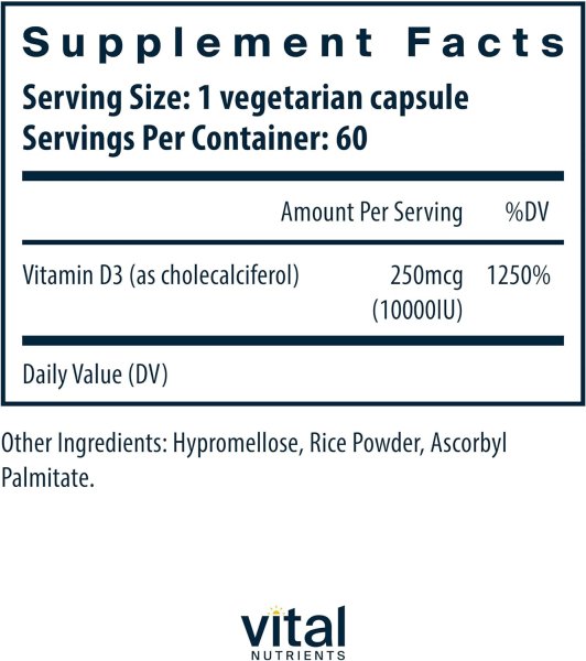 画像2: Vital Nutrients Vitamin D3 10000 IU 60 Capsules (2)