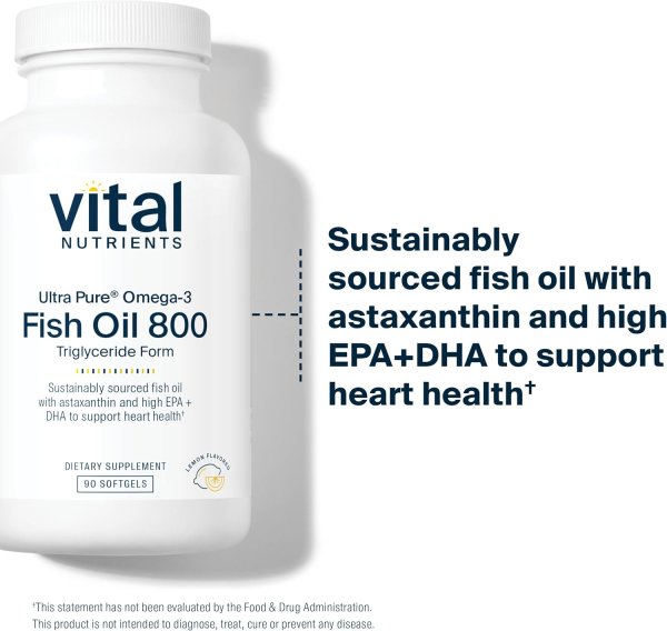 画像4:   Vital Nutrients Ultra Pure® Fish Oil 800 Triglyceride Form    90 Softgel 商品が新しくなりました (4)