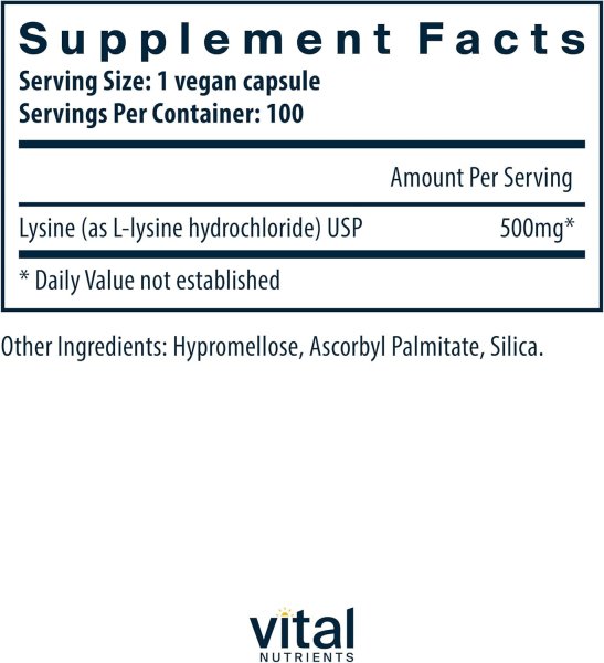 画像2: Vital Nutrients Lysine 500mg  100 capsules (2)