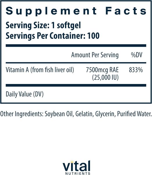 画像2: Vital Nutrients Vitamin A   ビタミンＡ   100 soft gel (2)
